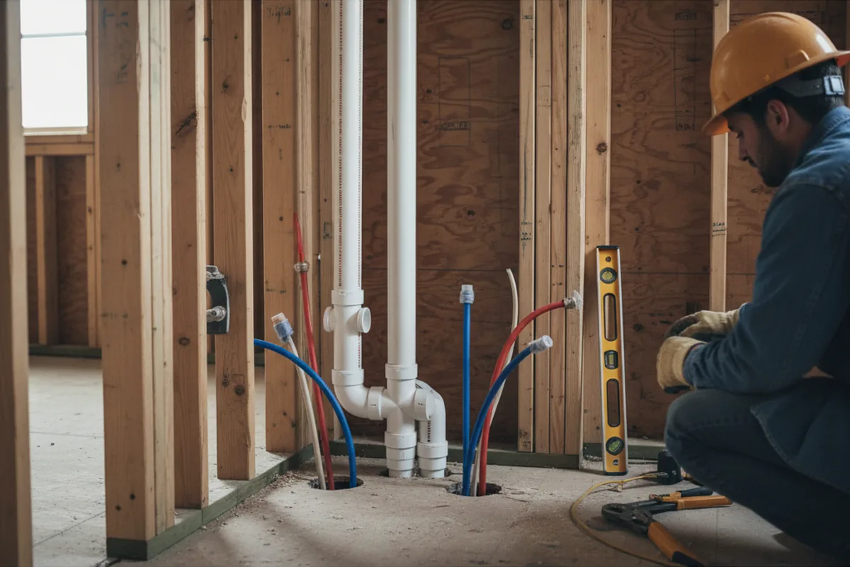 Drain and supply rough-in during Leak Detection in Big Bend